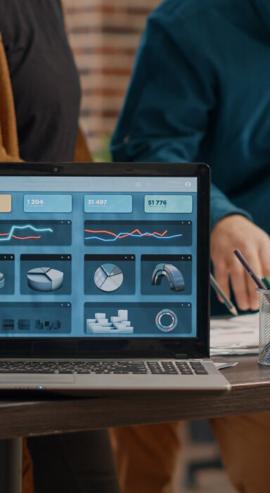 Illustration of a person interacting with a search interface, with options for text, voice, and checkboxes.