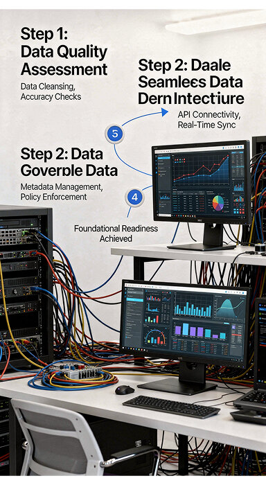 Illustration of data folders with arrows indicating a flow or movement, representing data transfer or organization.