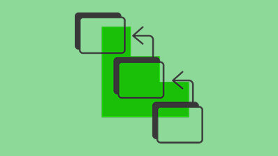 Illustration of data folders with arrows indicating a flow or movement, representing data transfer or organization.