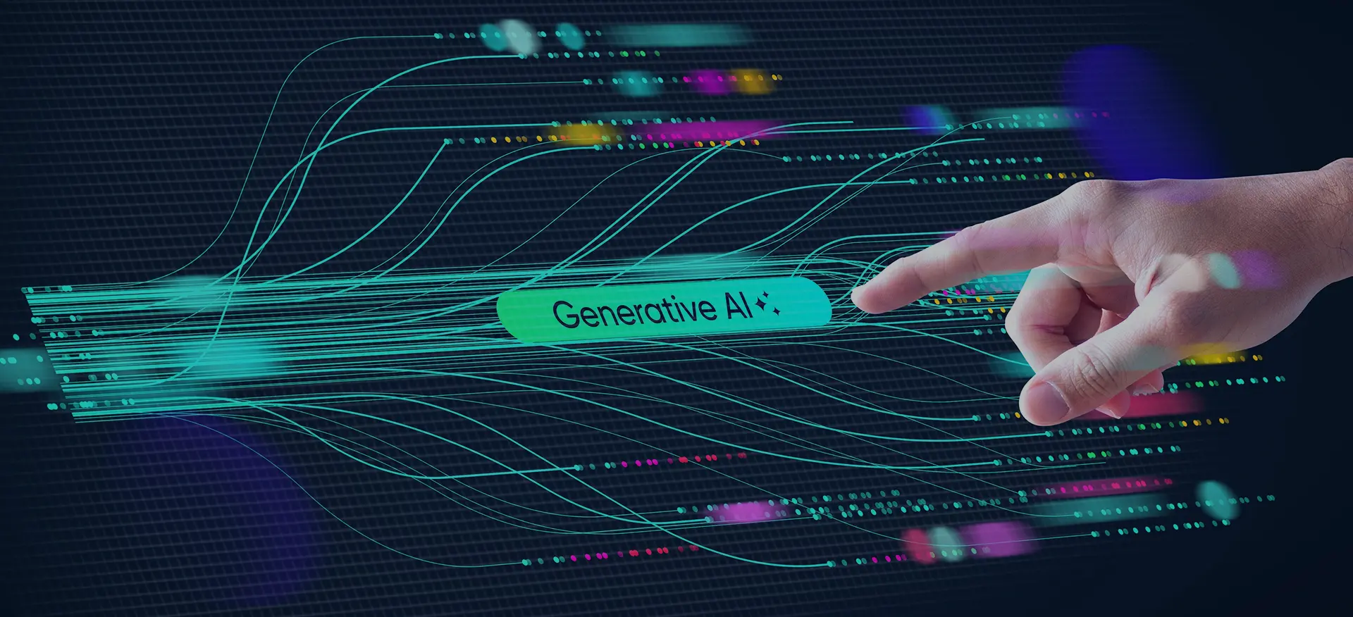 A clean, flat-design illustration of a laptop with 'ERP' on the screen, surrounded by a network of colorful icons representing core business functions like shopping carts, data analytics.