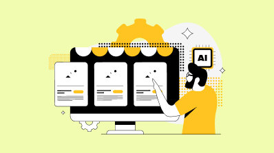 Hands typing with an 'AI Forecast' holographic dashboard and data charts.