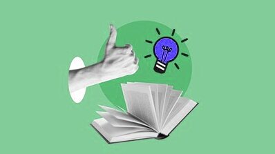 Creative services for campaign concepts illustrated through an idea lightbulb and an open book, symbolizing innovation and creativity