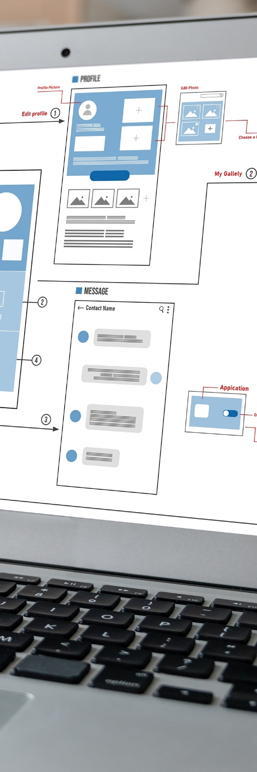 A computer screen displays a dashboard for an ecommerce website optimization service focused on site architecture. The interface shows tools used by a search engine optimization agency to improve site structure and performance.