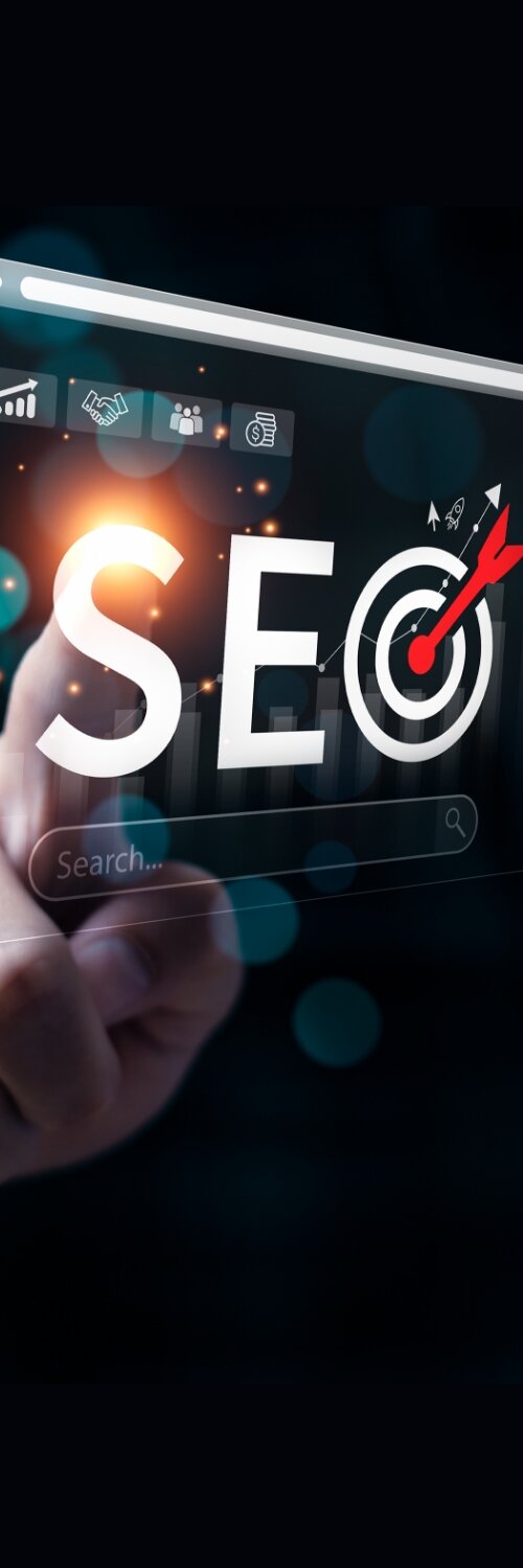 A laptop screen displaying data charts, representing enterprise SEO services and solutions offered by an enterprise SEO agency for website optimization.