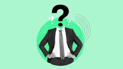 Illustration of a person with a question mark for a head, symbolizing the uncertainty in ICP identification, addressed by a digital marketing service provider