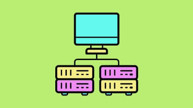 Icon showing a computer connected to servers, symbolizing MDM Implementation Services and master data management consultants for data integration and storage