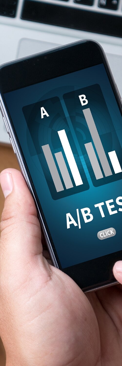 Illustration of a person facing multiple decision paths, symbolizing A/B testing choices in digital marketing service strategies