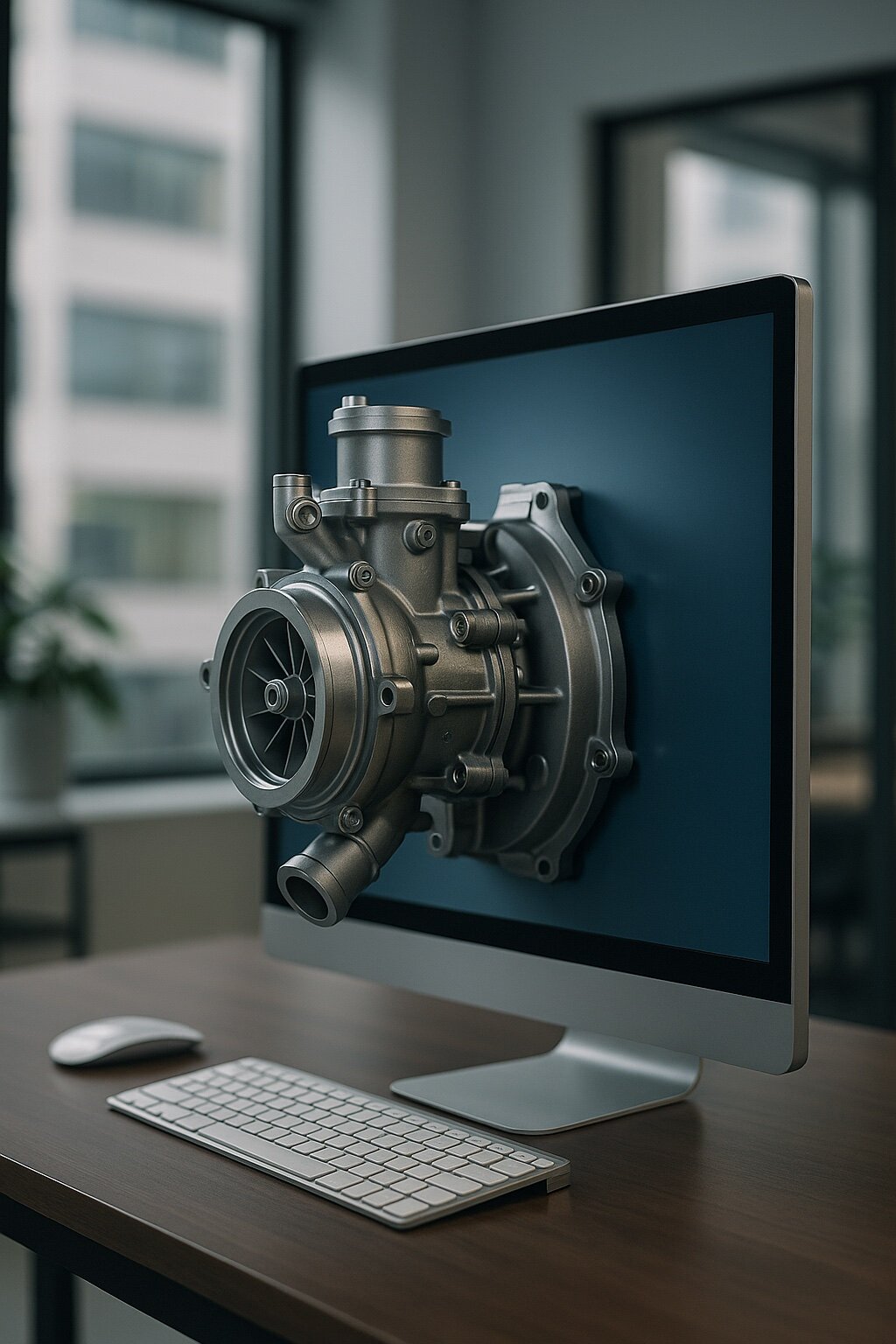 Laptop displaying web design and development services for product websites, highlighting service features and user interaction